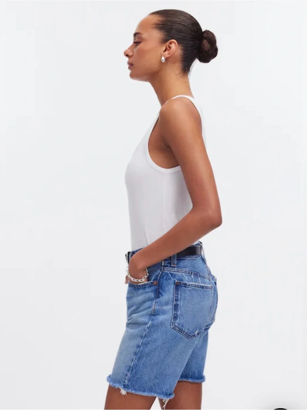 NWT Madewell Long Denim Shorts in Pedersen Wash